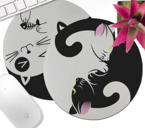 Kawaii Black and White Neko Mouse Pad