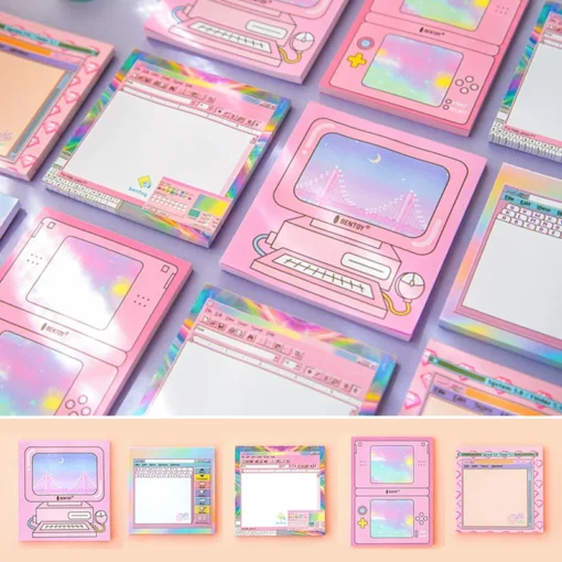 Kawaii Aesthetic Retro Computer Self-adhesive Sticky Notes/Memo Pad