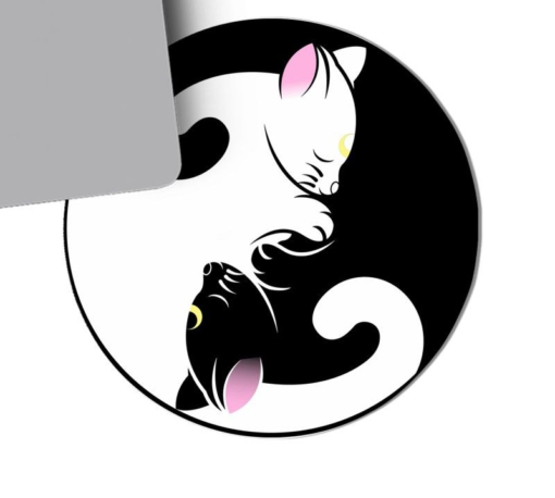 Kawaii Black and White Neko Mouse Pad 1