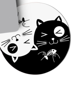 Kawaii Black and White Neko Mouse Pad 2