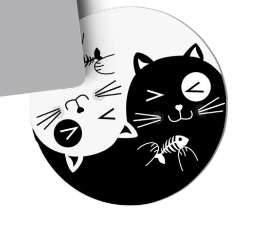 Kawaii Black and White Neko Mouse Pad 2