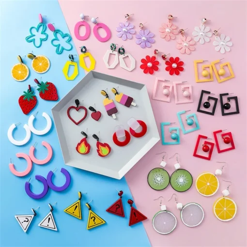 Kawaii Colorful Fruit & Nature Earrings 3