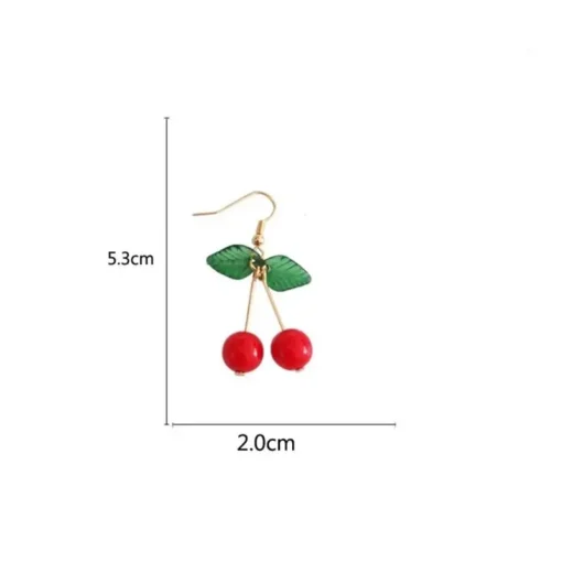 Kawaii Japanese Red Cherry Drop Earrings  5