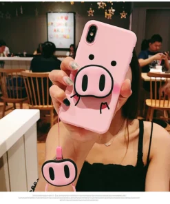 Kawaii Pig phone Case & nose popsocket 4