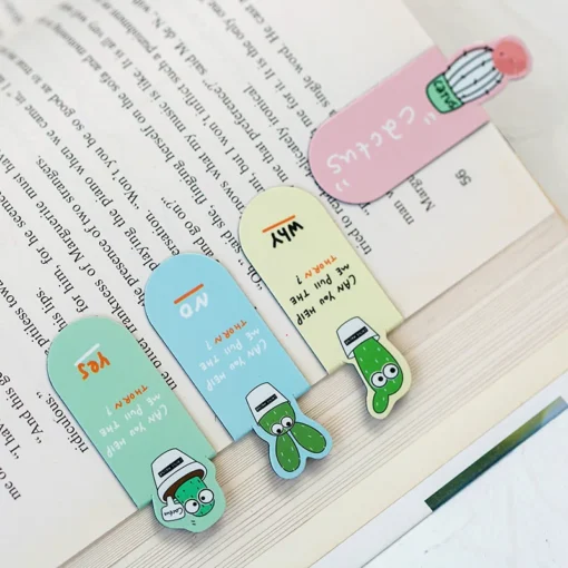 Three Kawaii Cacti Magnetic Bookmarks for Books 4