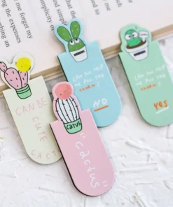 Three Kawaii Cacti Magnetic Bookmarks for Books 1