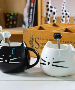 Cute Cat Coffee Mug With Spoon