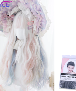 Kawaii White Blue & Pink Wavy Lolita Wig