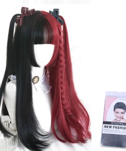 Kawaii Lolita Long Red & Black Straight Wig
