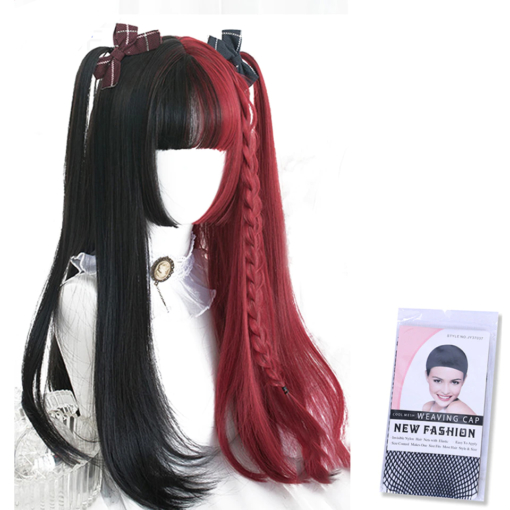 Kawaii Lolita Long Red & Black Straight Wig