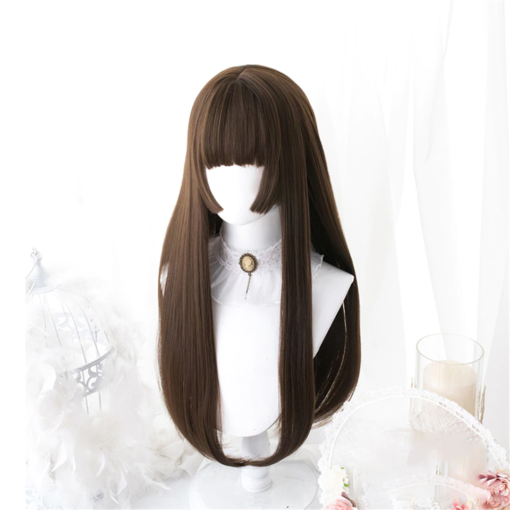 Kawaii Straight Brunette Lolita Wig with Bangs