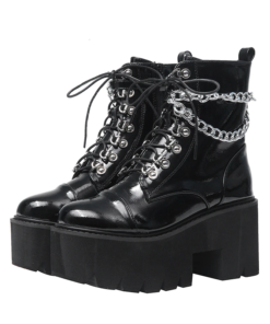 Gothic Leather Chain Boots 1