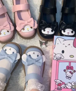 Kawaii Kuromi & My Melody JK Uniform Shoes – Cute Lolita Round Toe Leather Shoes 2