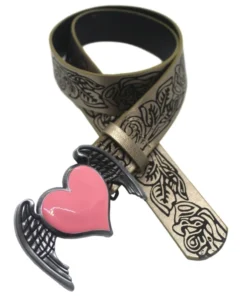 Y2K Pink Heart Embossed Waist Belt – Cowgirl Body Jewelry for Jeans & Pant 1