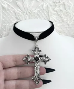 Black Velvet Cross Choker 3