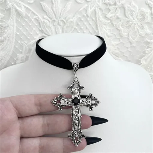 Black Velvet Cross Choker 3