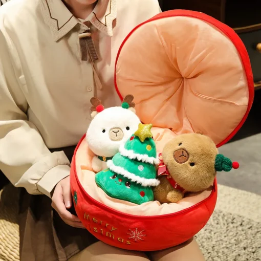 Christmas Capybara Apple Stuffed Plush 1