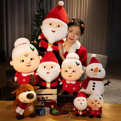 23-50CM Cute Santa Claus Snowman Elk Granny Plush Toys Christmas Decor Dolls Stuffed Soft for Baby Kids Gift 6