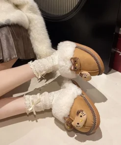 Cartoon Hellokittys Plush Doll Cute Cotton Slippers Kawaii Autumn Winter Warm Brown Cotton Shoes Soft Soled Non Slip Home Shoes 4