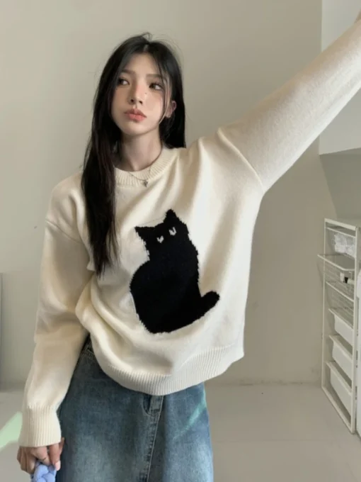 Cartoon Cat Knit Jumper 3