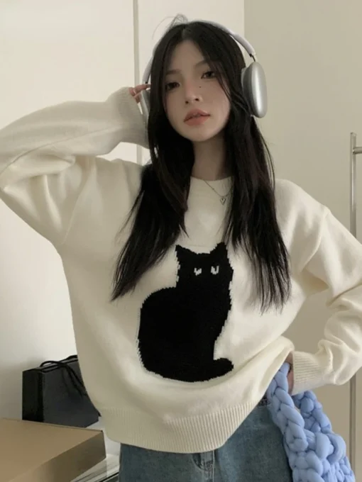 Cartoon Cat Knit Jumper 1