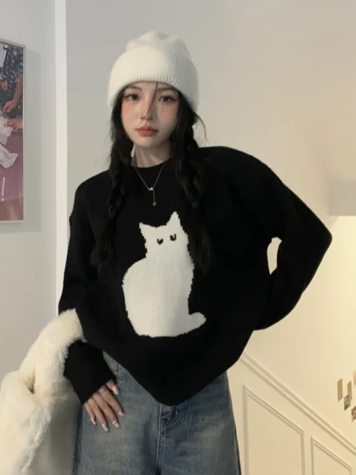 Cartoon Cat Knit Jumper 5