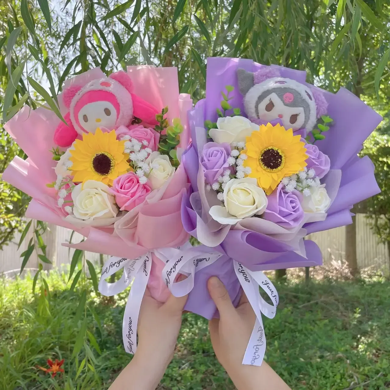 Cartoon Character Plush Bouquet Gift Box - My Melody, Kuromi, Cinnamoroll