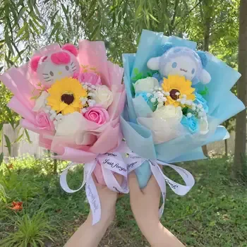 Cartoon Character Plush Bouquet Gift Box - My Melody, Kuromi, Cinnamoroll 2